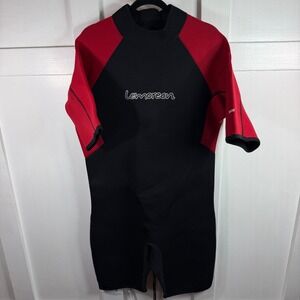 Lemorecn Mens 3mm Neoprene Shorty Wetsuit Red Black 3XL Front Zip Diving Surf